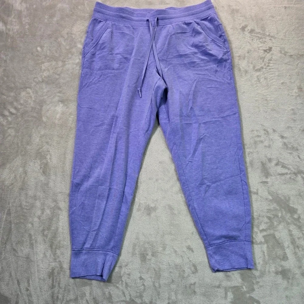 Athletic Works Womens Purple Heathered Fleece Joggers Size L 12-14 AWL49160